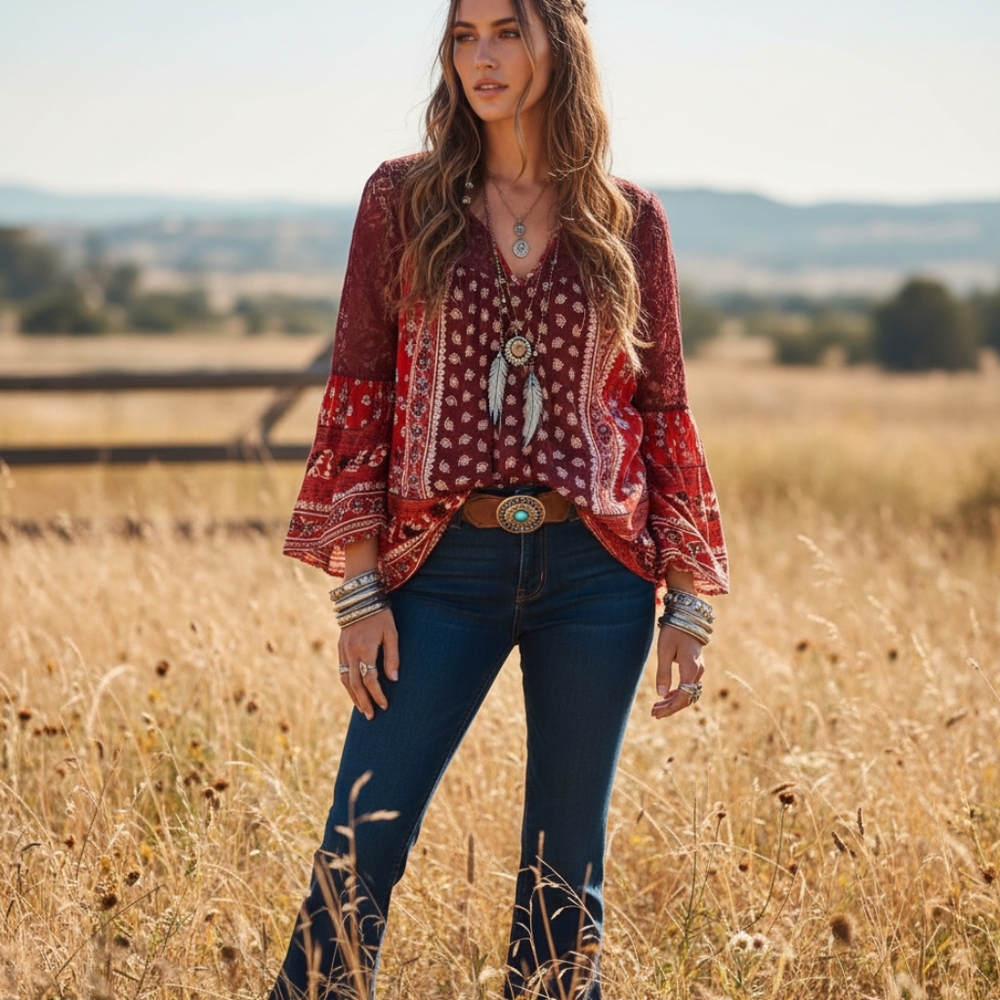 Entro Bohemian Lace Blouse - Picture 1 of 10